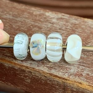 Four stunning white Trollbeads